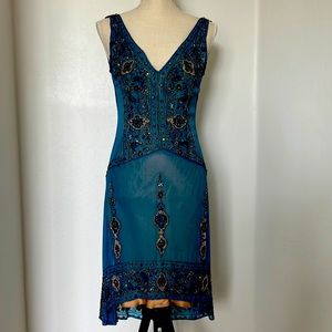 Plenty by Tracy Reese blue beaded gown sz 2